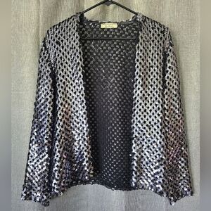 Vintage Three Flags California Sequin Jacket Size M (8) Open Front Cardigan